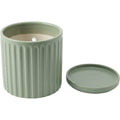 Wjmrg Fluted Cylinder Ceramic Planter with Saucer Sage 18 cm - Product view