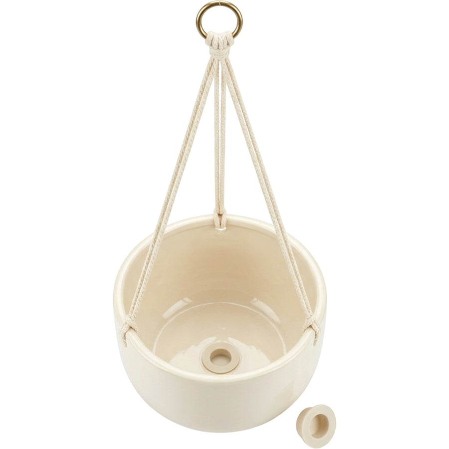 Wjmrg Three Cord Hanging Ceramic Planter Ivory 20 cm